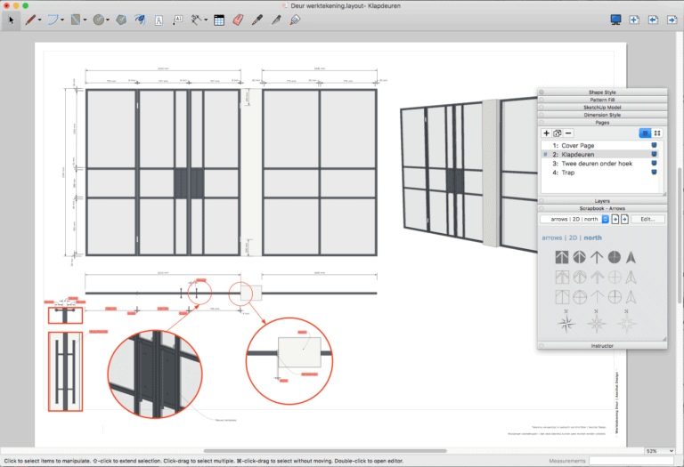 sketchup layout werktekening raam cursus